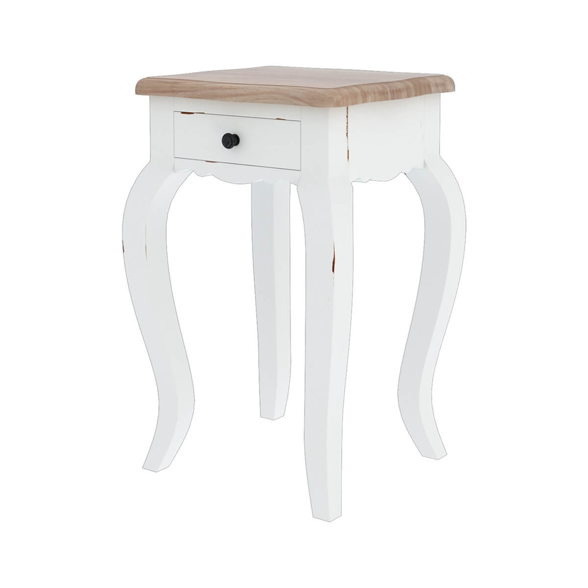Venice Two Tone Solid Wood Cabriole Leg Farmhouse White Endtable