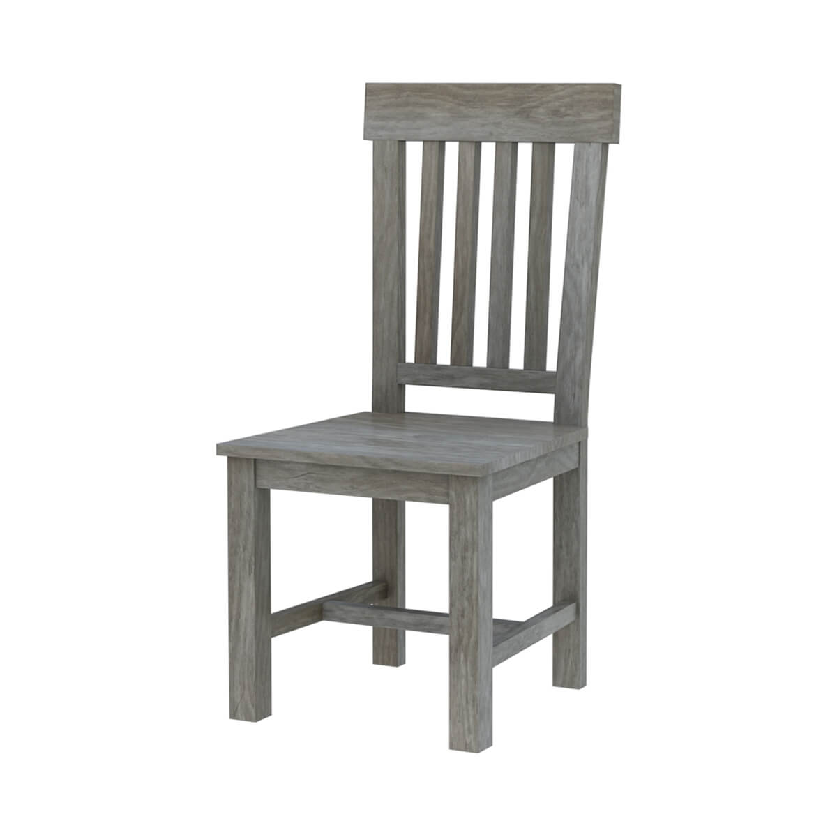 Alamosa Solid Teak Wood Grey Dining Slat Back Dining Chair
