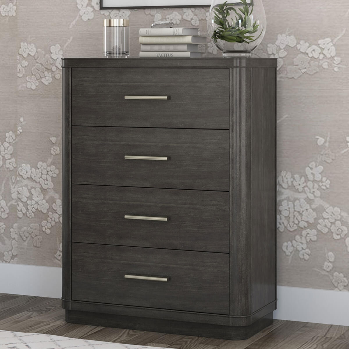 Estherville Modern Charcoal Grey 4 Drawer Tall Bedroom Dresser