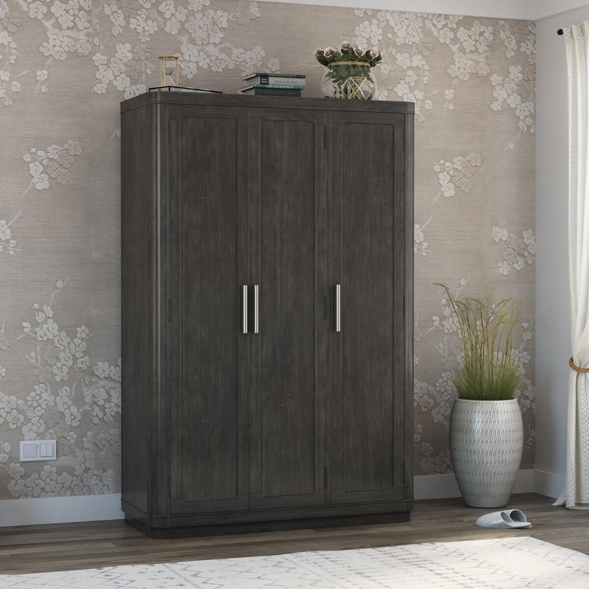 Estherville Modern Charcoal Grey Large Clothing Armoire Wardrobe