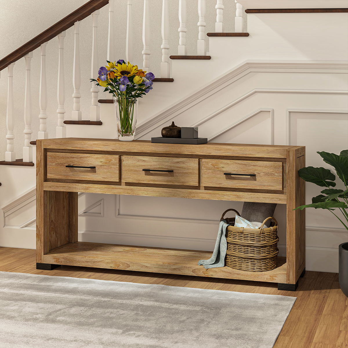 Oaso Modern Farmhouse Entryway Console Table with Drawers