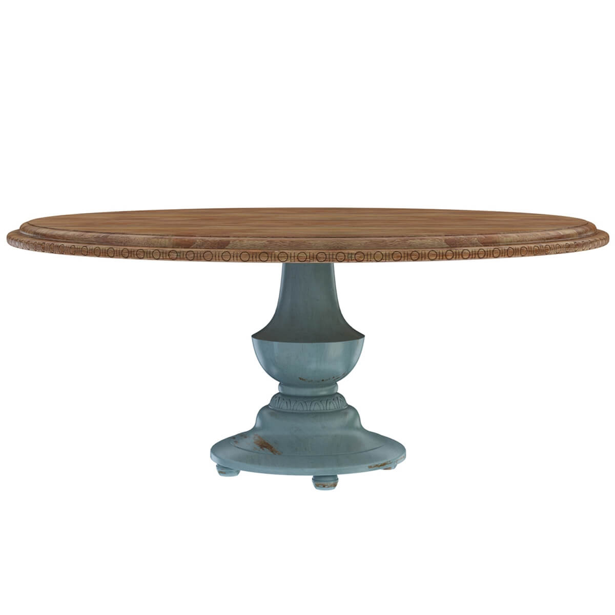 Conway Farmhouse Two Tone Solid Wood Pedestal Round Dining Table