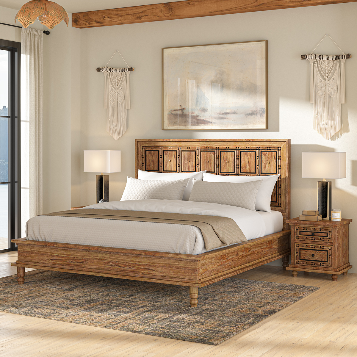 Morna Solid Wood Traditional Platform Bed