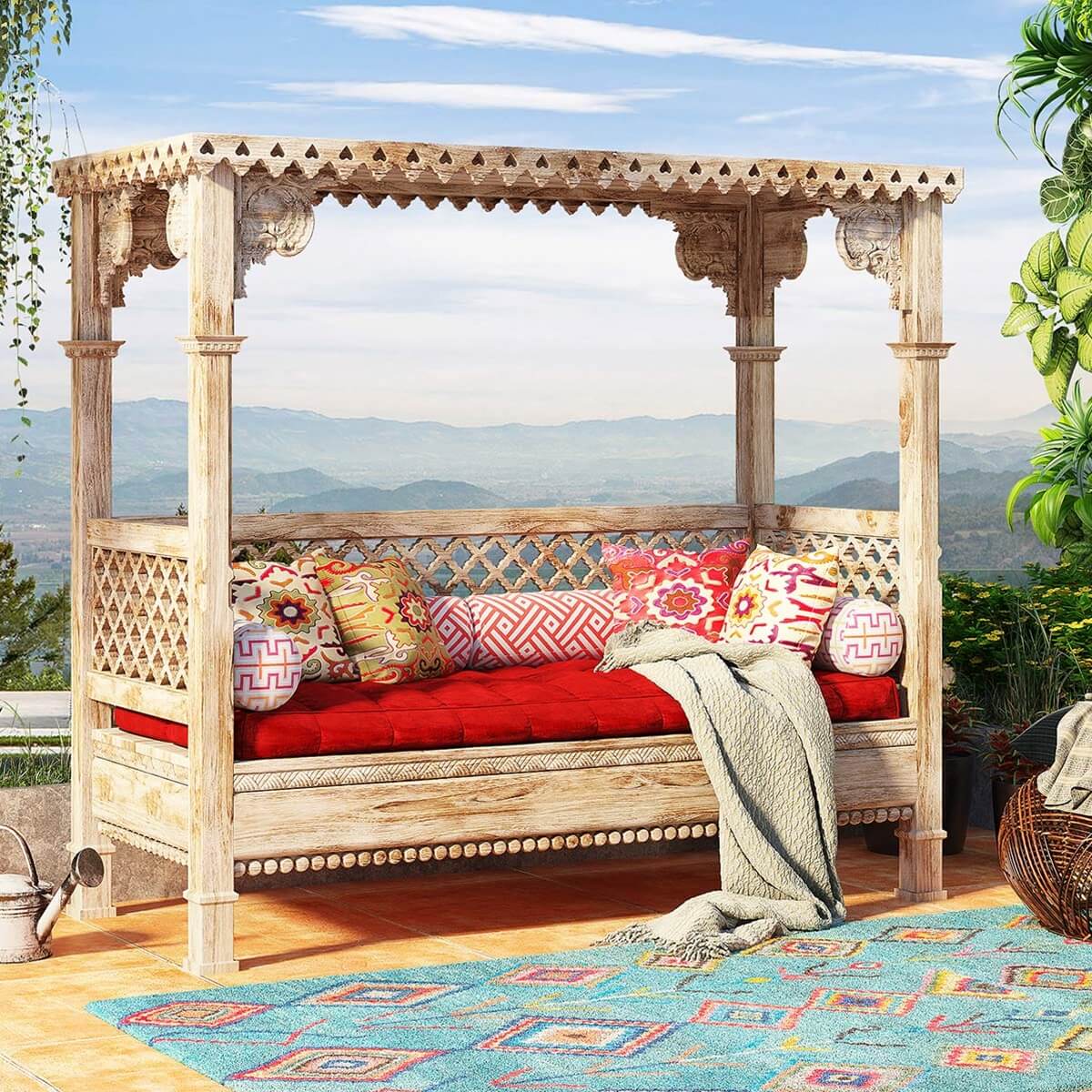 Lecco Teak Outdoor Daybed with Canopy
