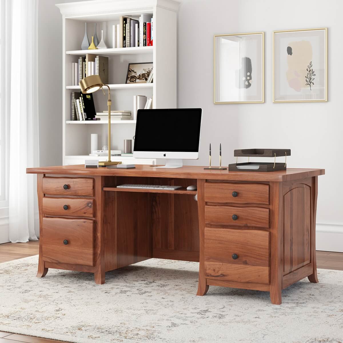 Congleton Live Edge Solid Wood Home Office Modern Executive Desk