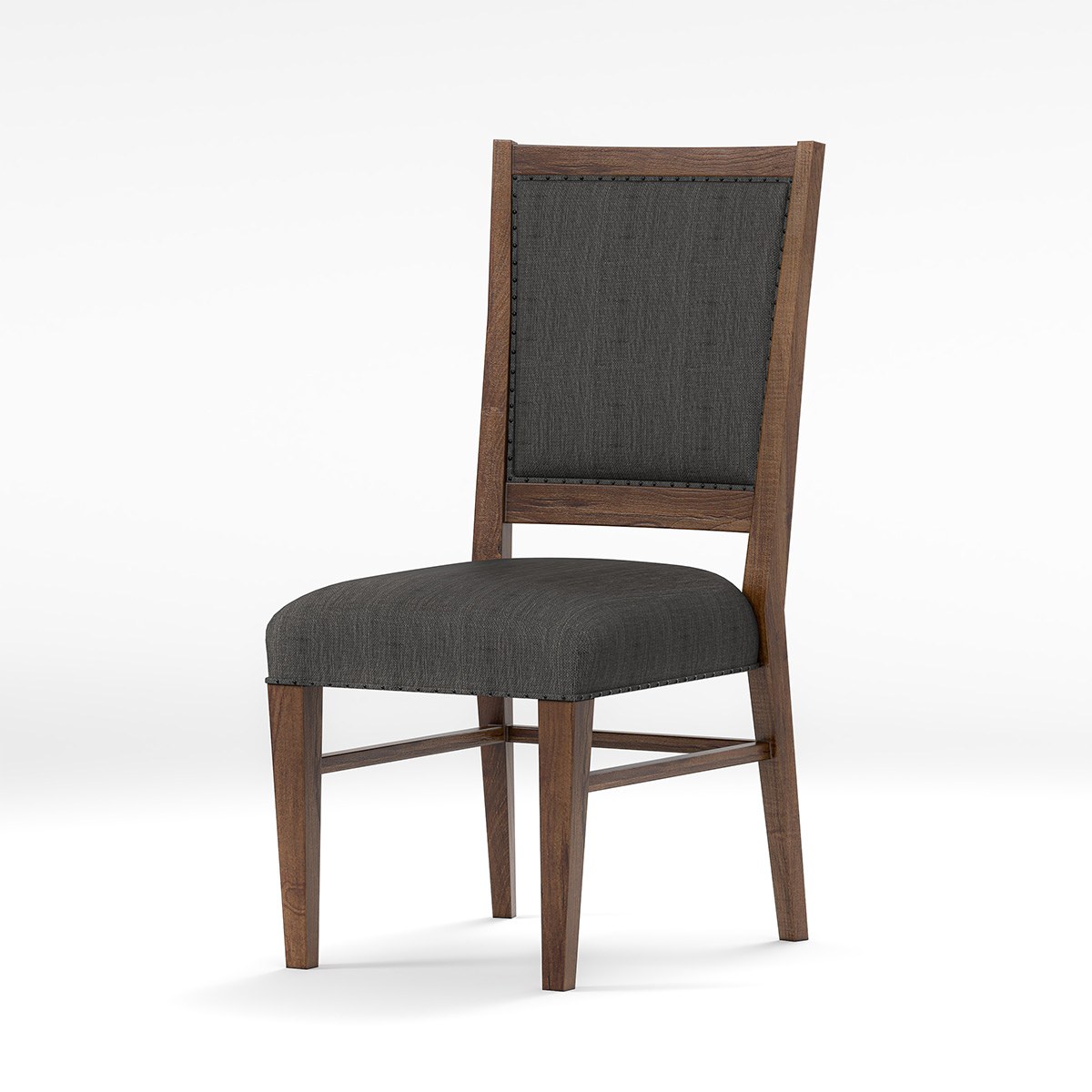 Adelanto Rustic Dark Teak Wood Upholstered Dining Chair
