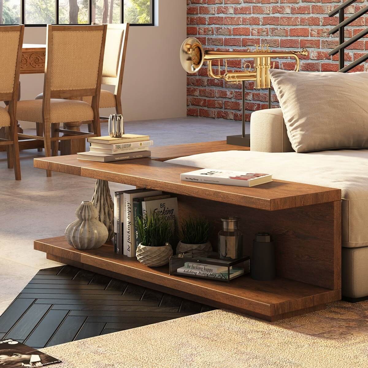 Adelanto Rustic Solid Wood Sofa Side End Table