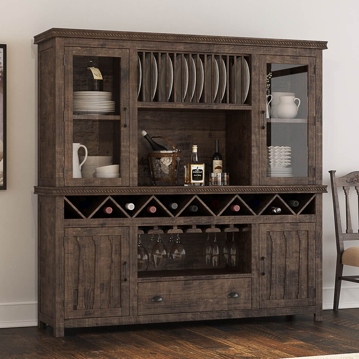 Atherton Farmhouse Dining Room Bar Hutch Cabinet