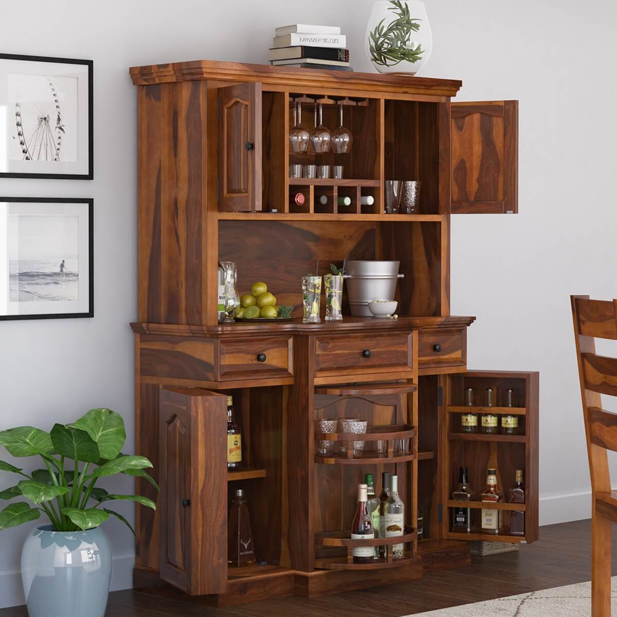 Lucerne Wine Bar Hutch Cabinet With Storage Doors