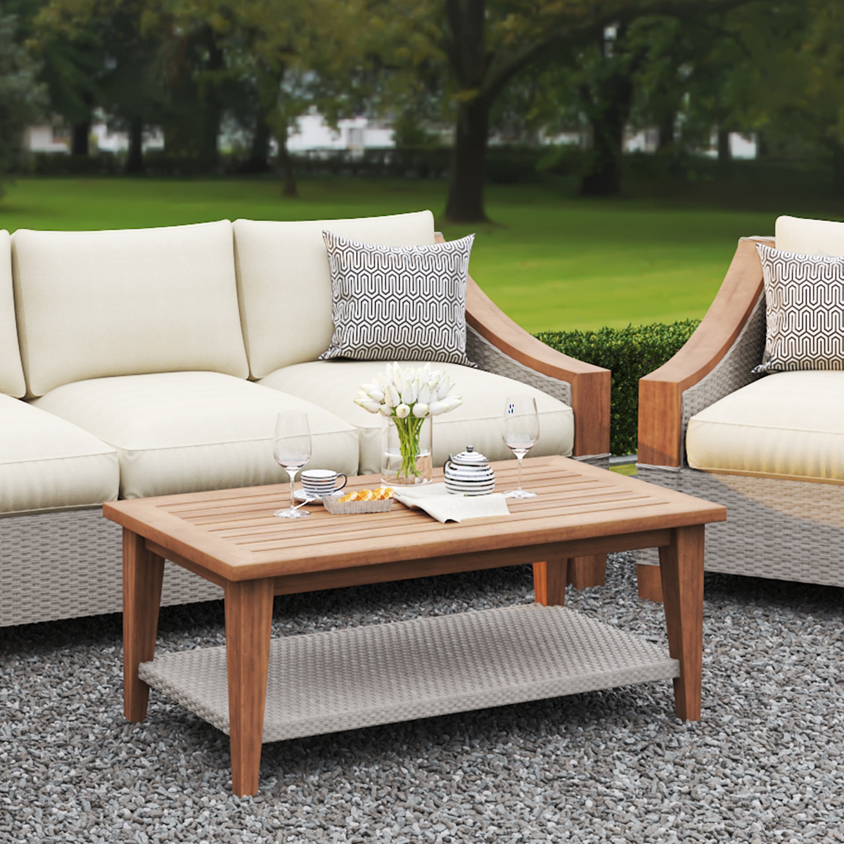 Mykonos Teak Patio Rectangular Coffee Table