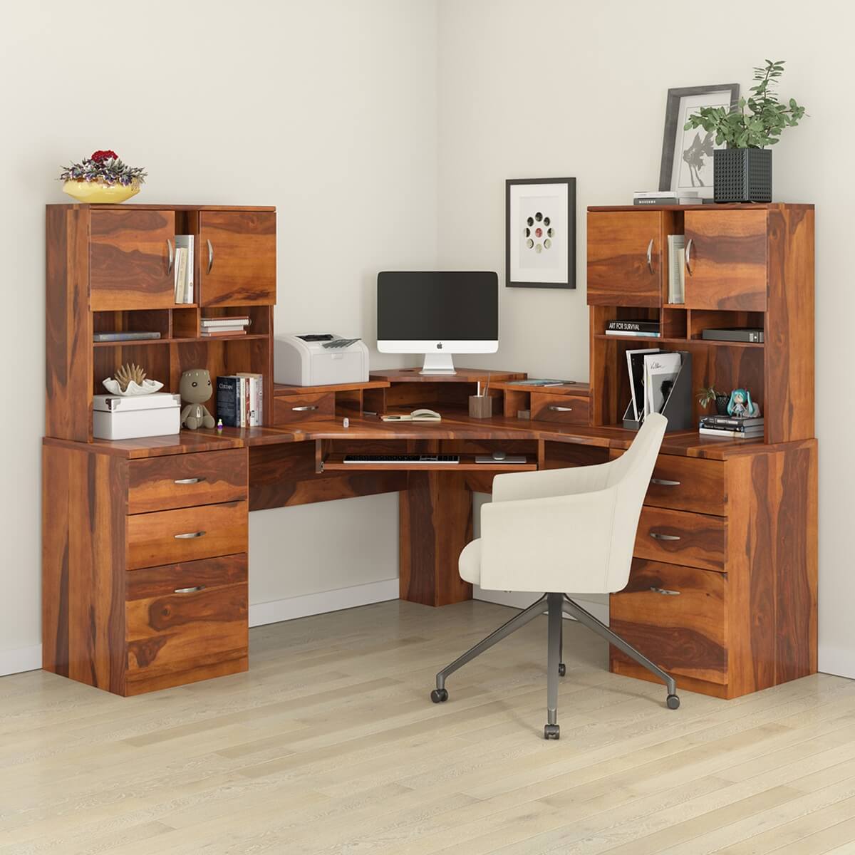 Lindsay Multi Functional L Shape Executive Desk with Storage