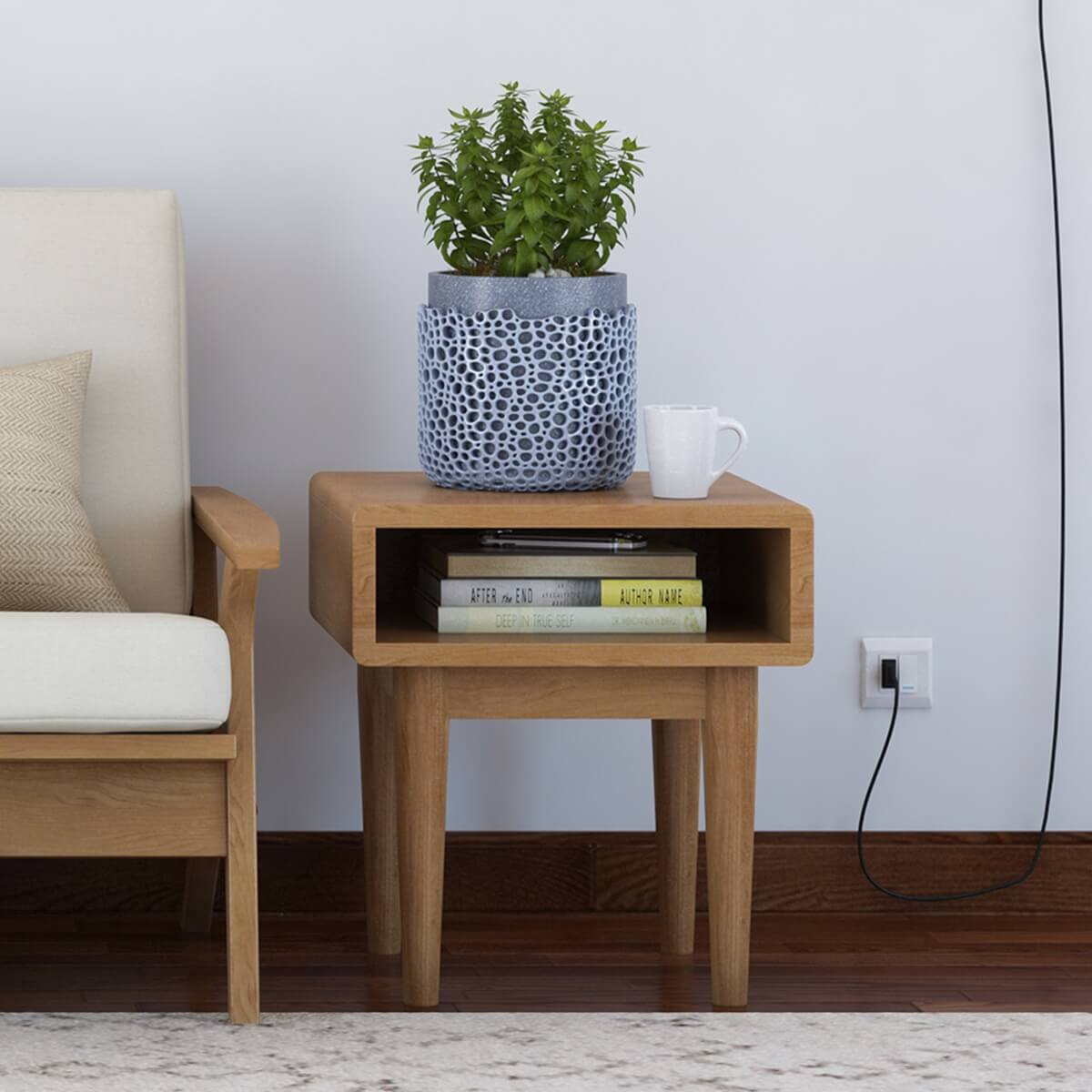 Palermo Teak Wood Mid-century Modern Open Space End Table