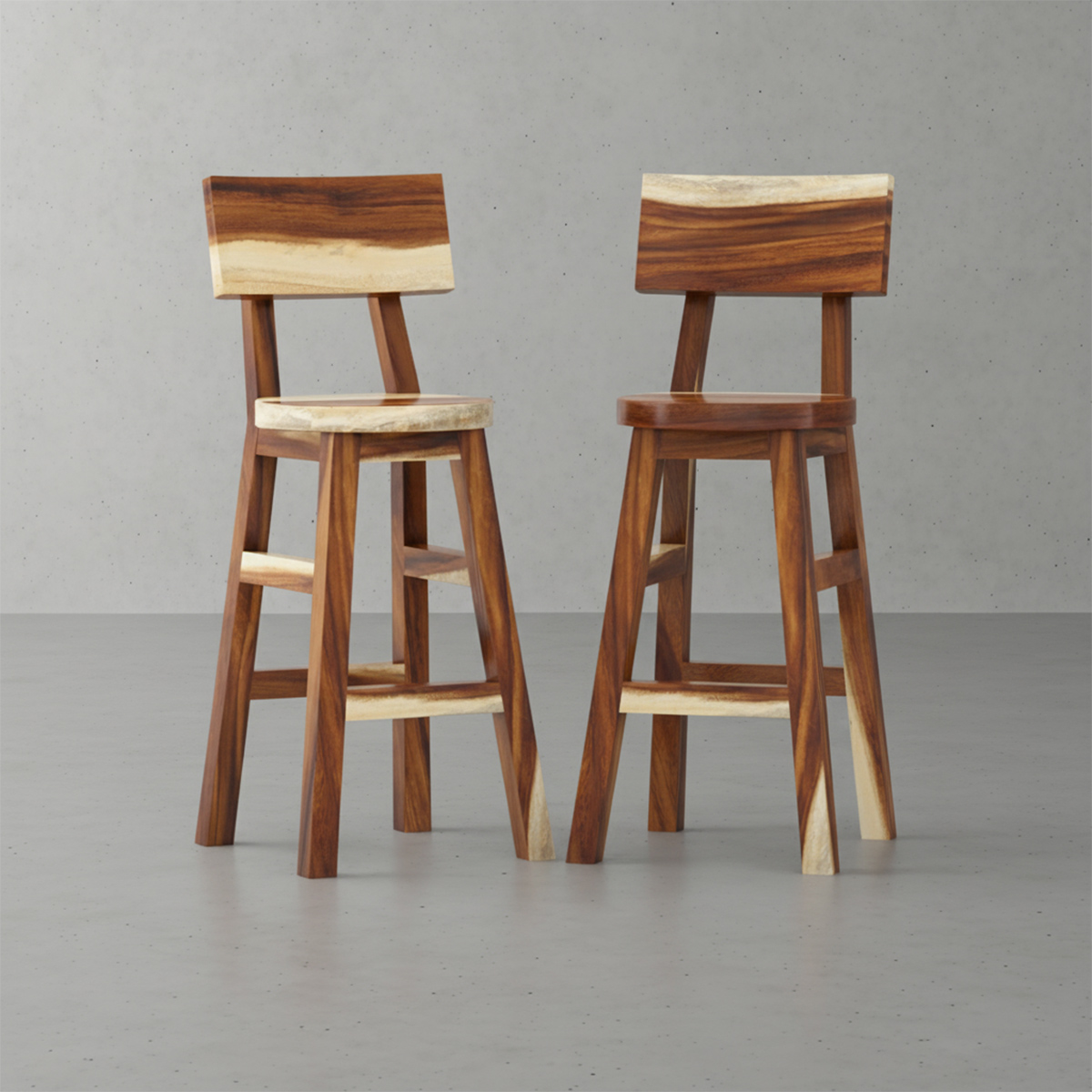 Bergamo Modern Rustic Solid Wood Tall Bar Stool Set of 2