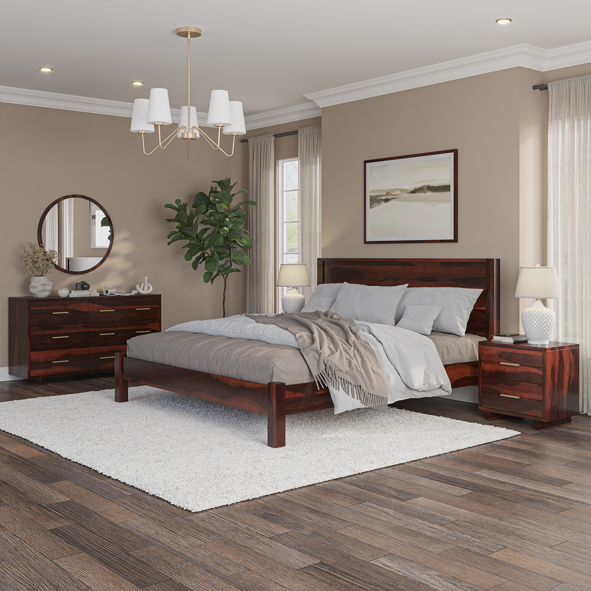 Dawlish Modern Solid Wood 4 Piece Bedroom Set