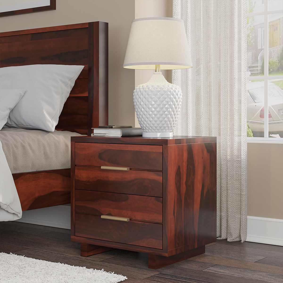 Dawlish Modern Solid Wood 2 Drawer Nightstand