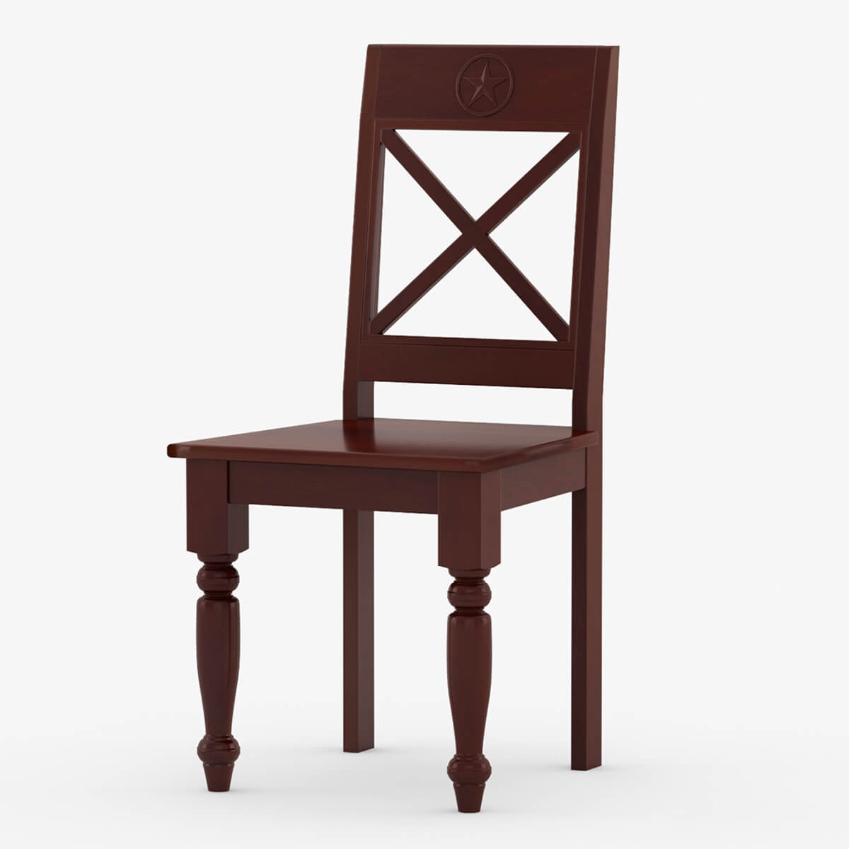 Texas Handcrafted Solid Mahogany Wood Cross-Back Dining Chair