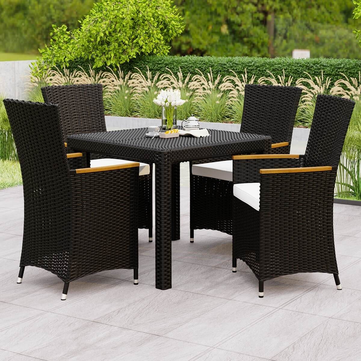 Sorrento Outdoor Wicker Dining Set for 4