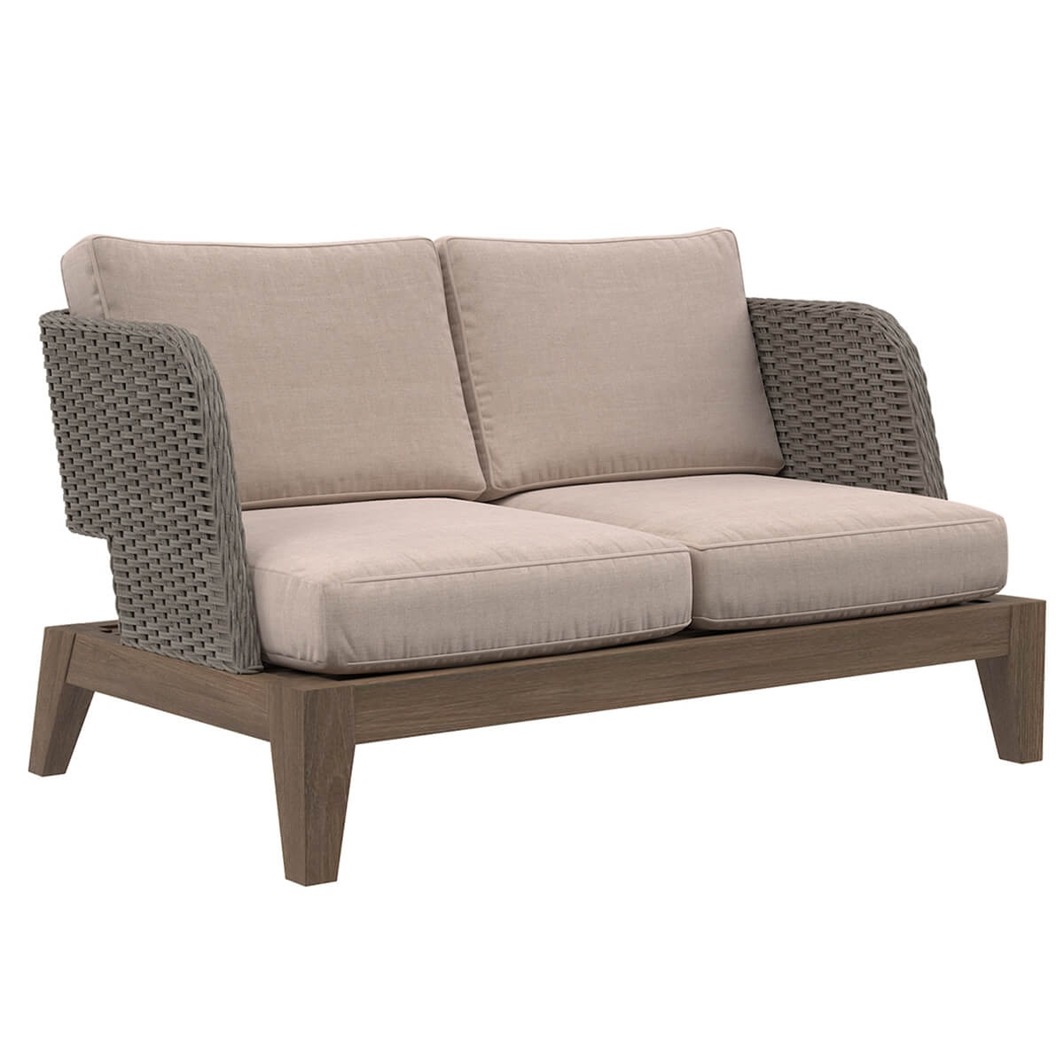 Valence Ash Gray Teak Wood Outdoor 2-Seater Sofa