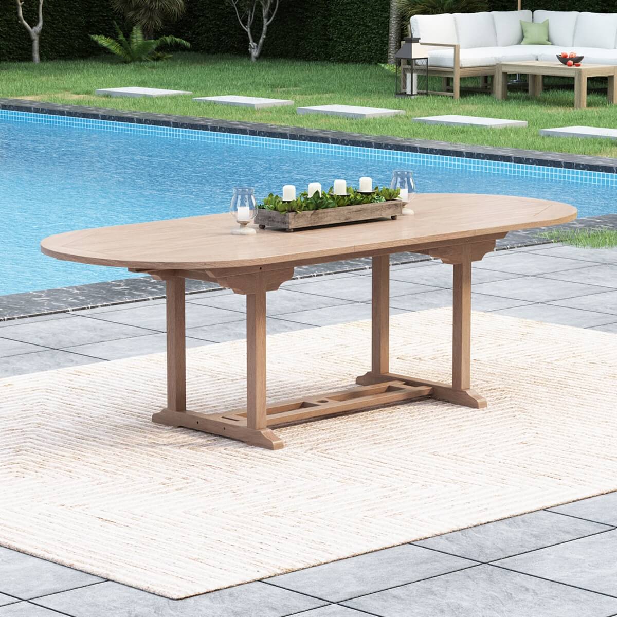 Emden Extending Teak Outdoor Oval Dining Table