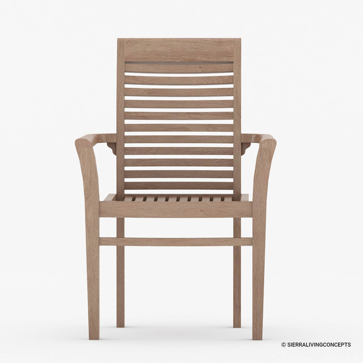 Emden Rustic Teak Wood Slatted Back Outdoor Dining Chair