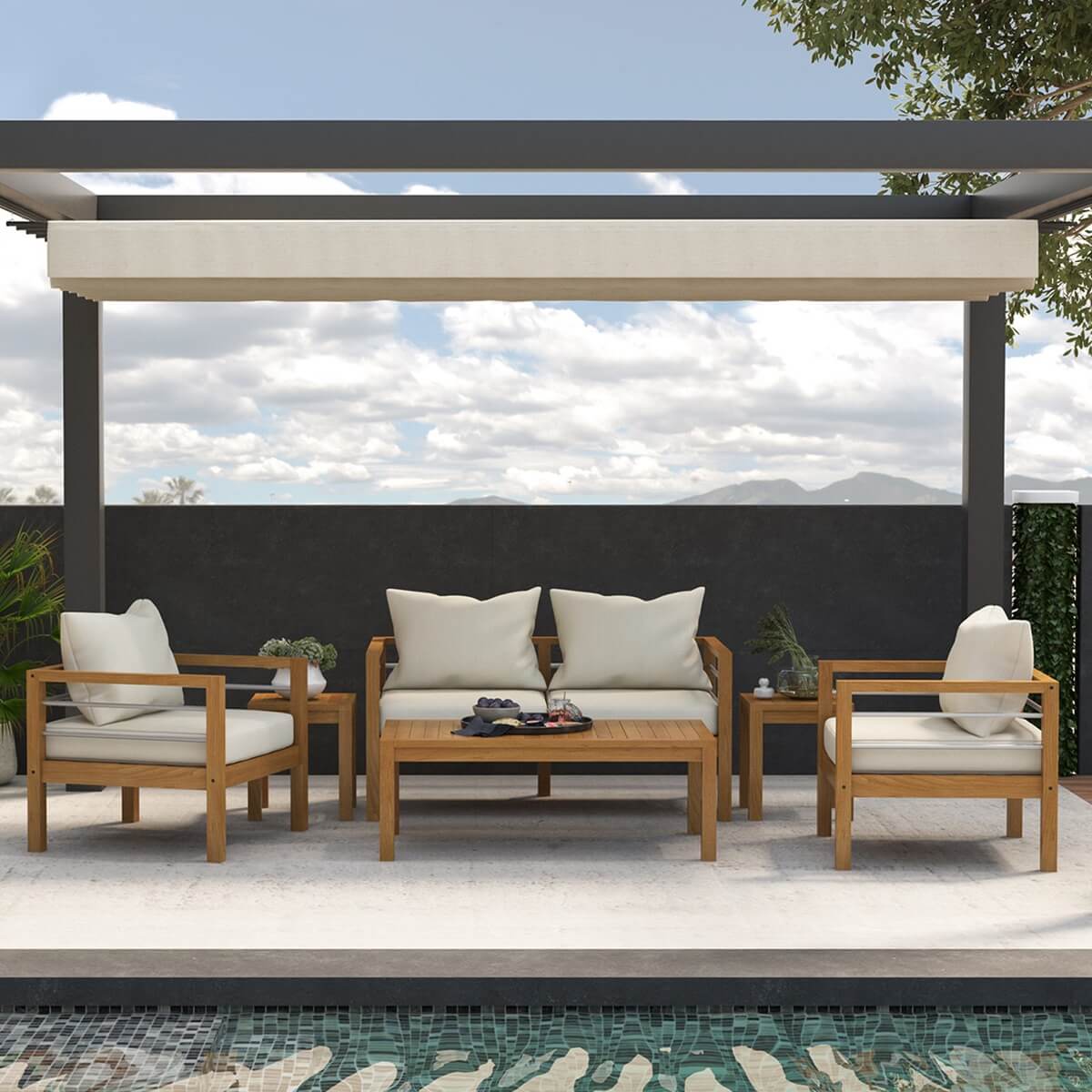Bilston 4 Seater Outdoor Teak Sofa Set