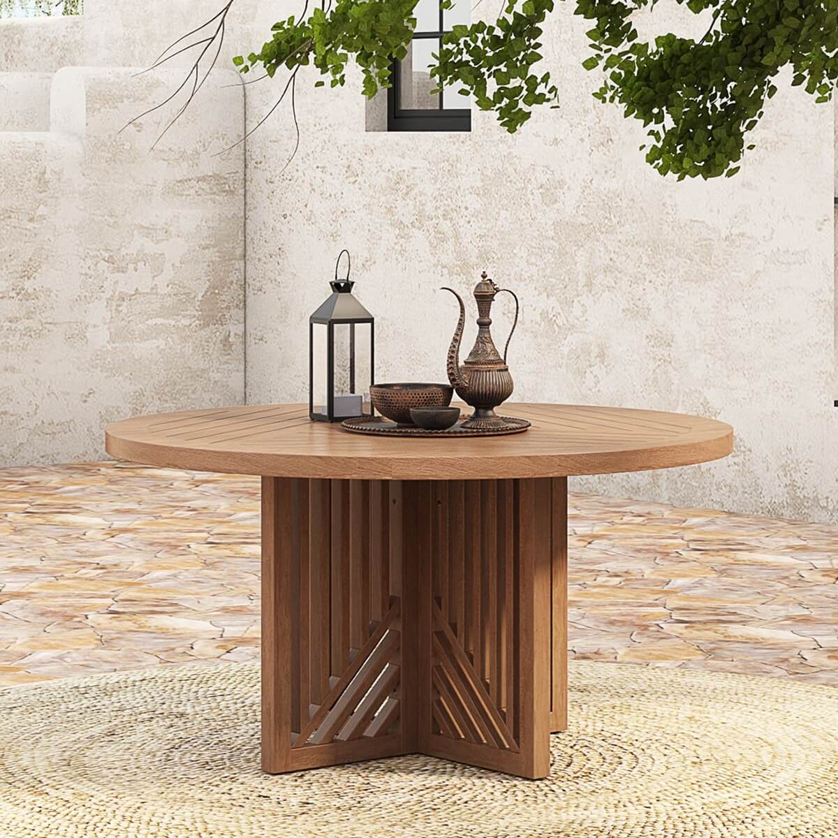 Renfrew Teak Modern Outdoor Round Dining Table