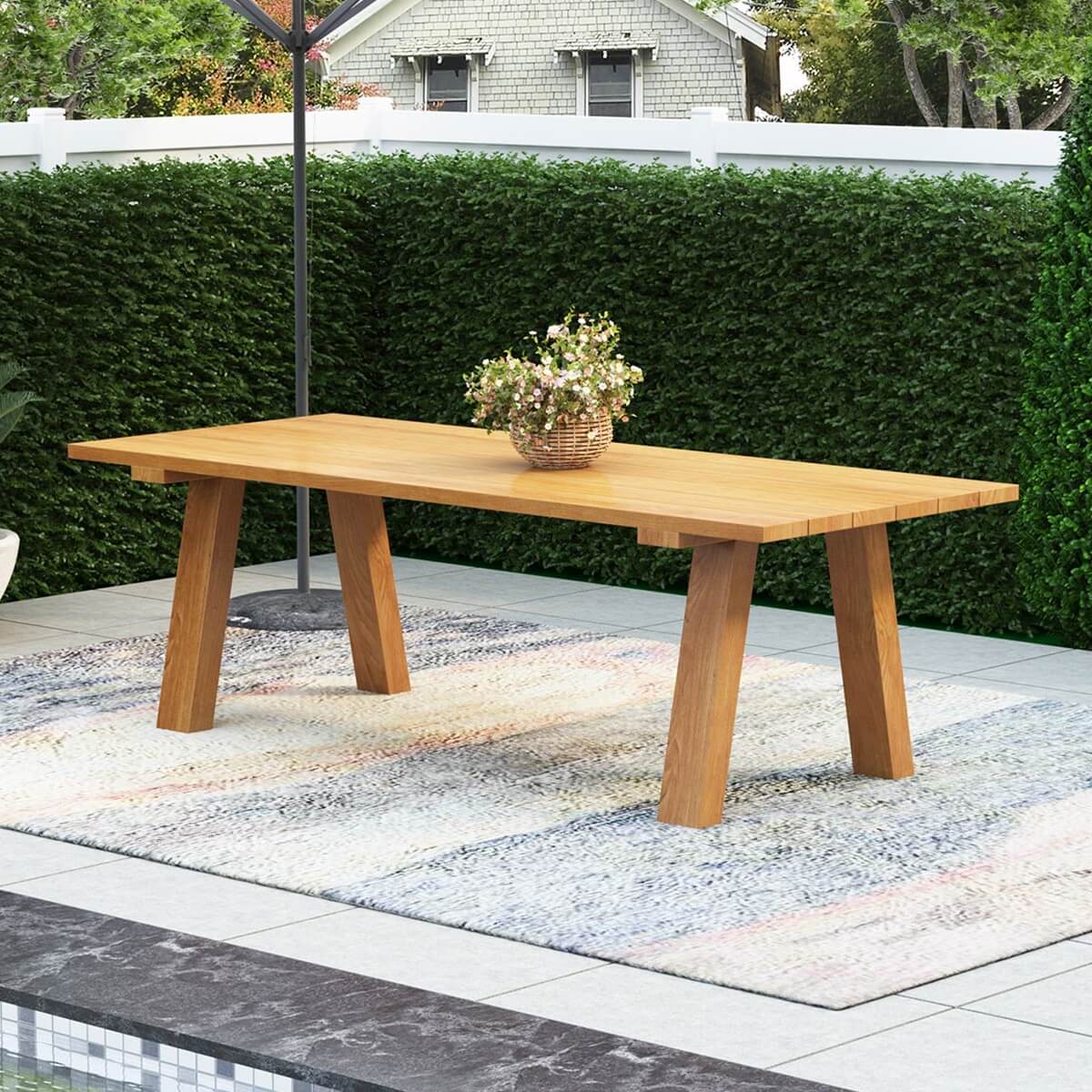 Halmstad 95 Inches Teak Outdoor Dining Table