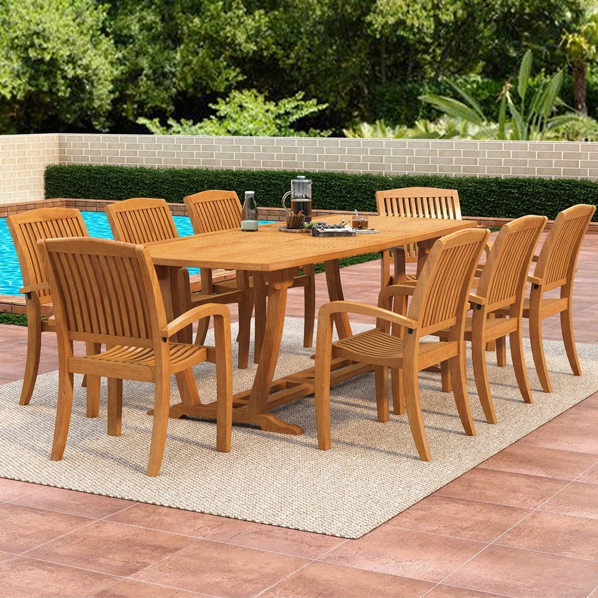 Lismore 8-Person Teak Outdoor Dining Set with Umbrella Hole