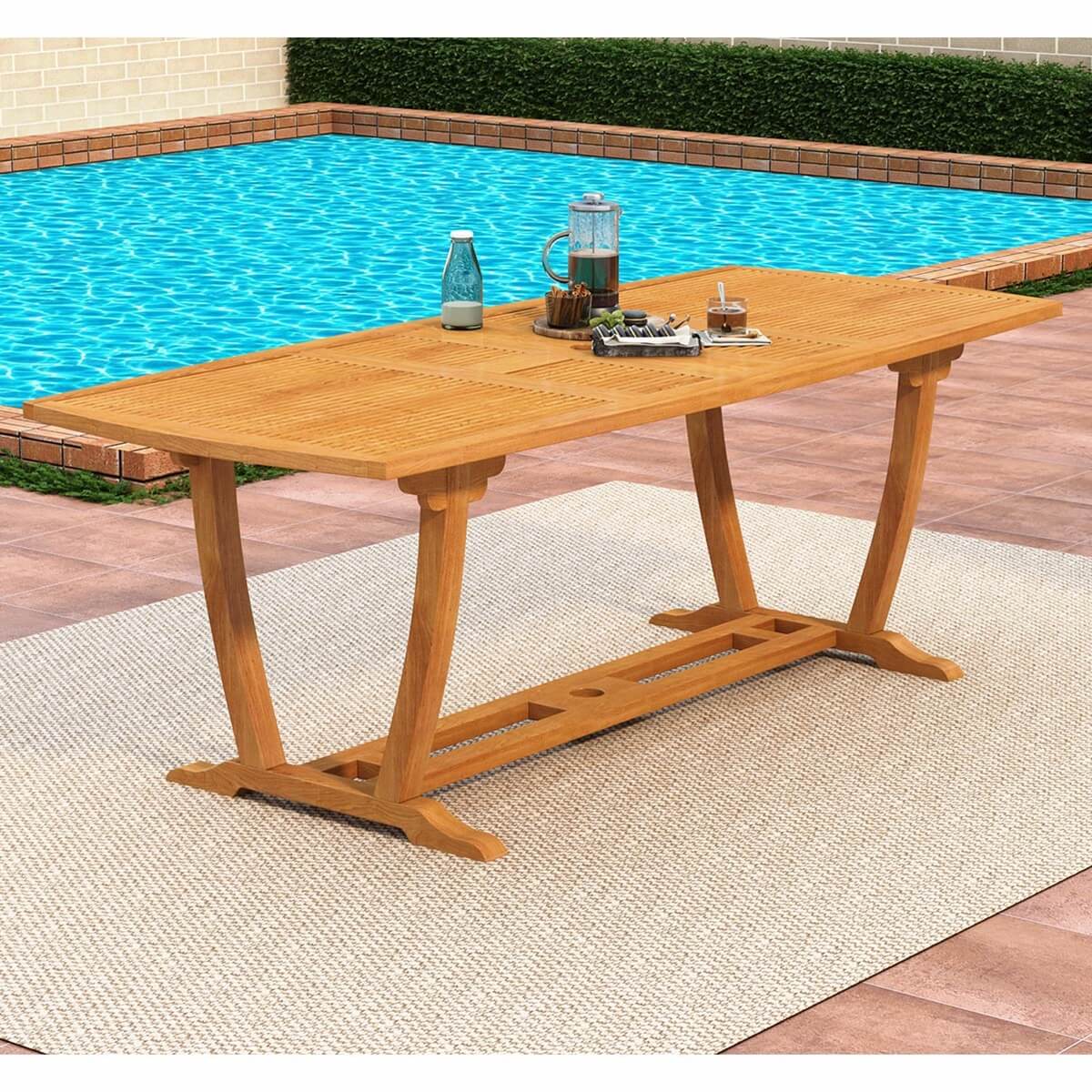 Lismore Outdoor Teak Trestle Dining Table