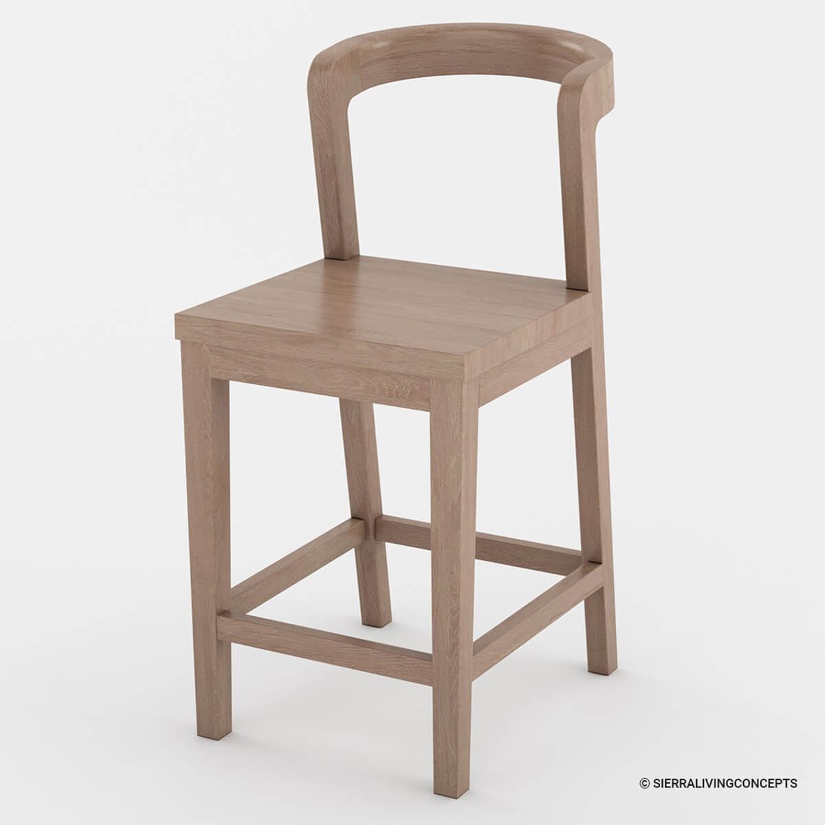 Ravenna Modern Teak Wood 2 Piece Outdoor Barstools