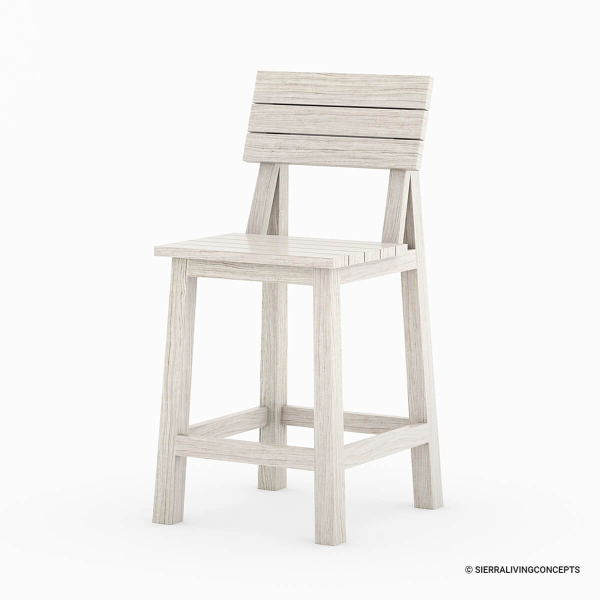 Valencia Rustic Teak Wood Outdoor Bar Counter Stools (set of 2)