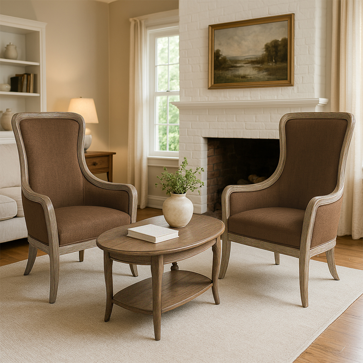 Limburg Rustic Wood High Back Accent Chairs Set of 2