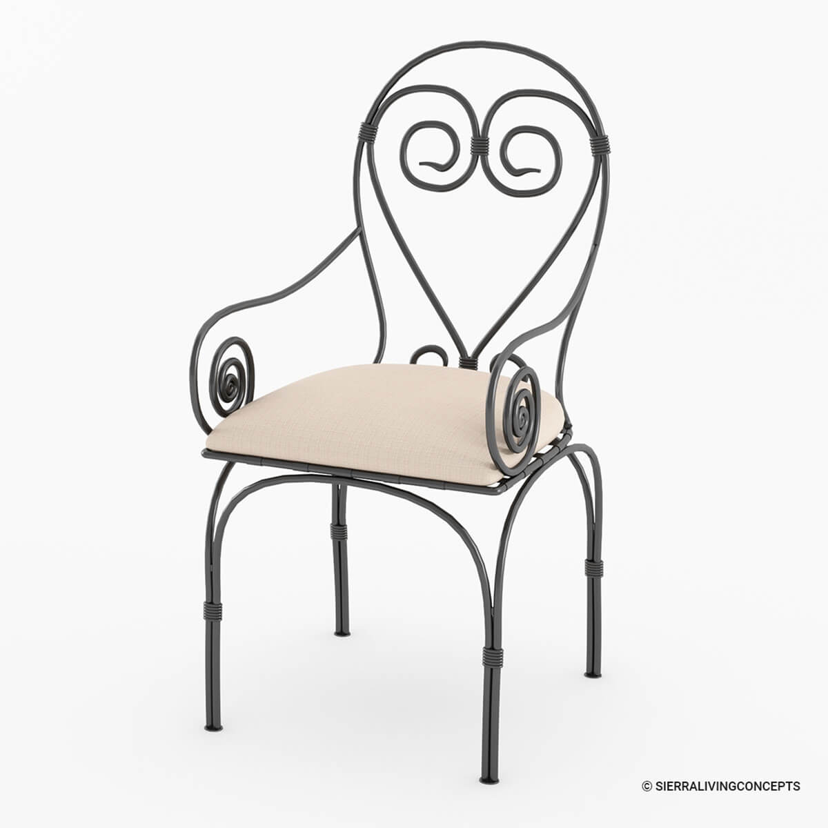 Pearland Handcrafted Wrought Iron Dining Arm Chair