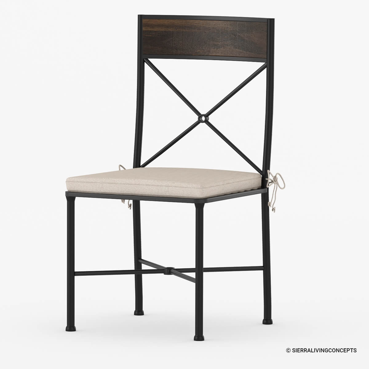 Pontevedra Rustic Solid Wood & Wrought Iron Dining Chair