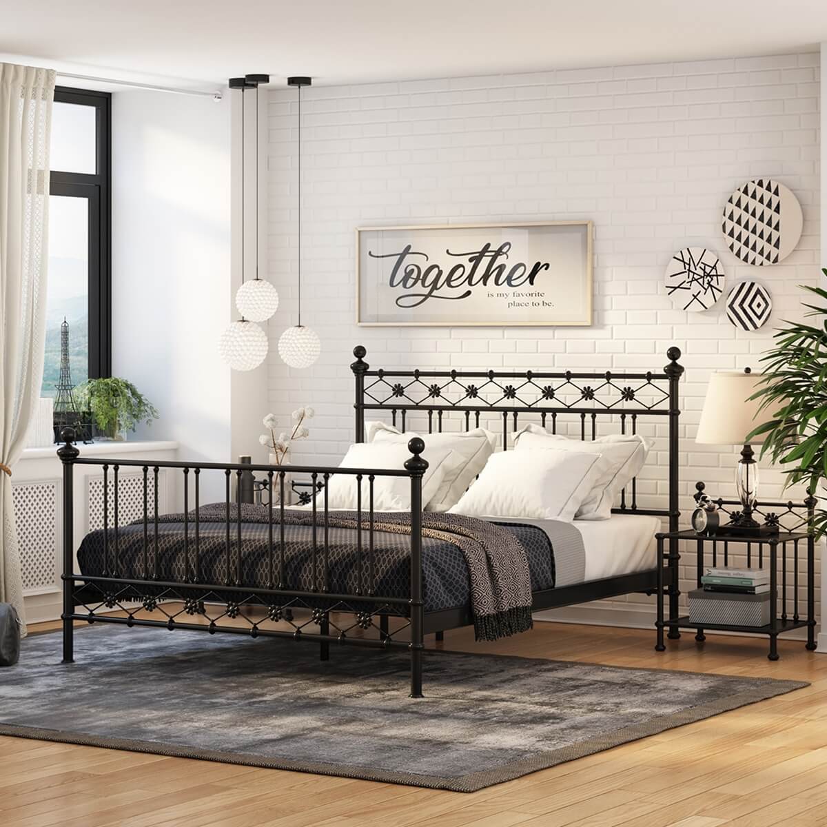 Montpellier 3 Piece Black Wrought Iron Bedroom Set
