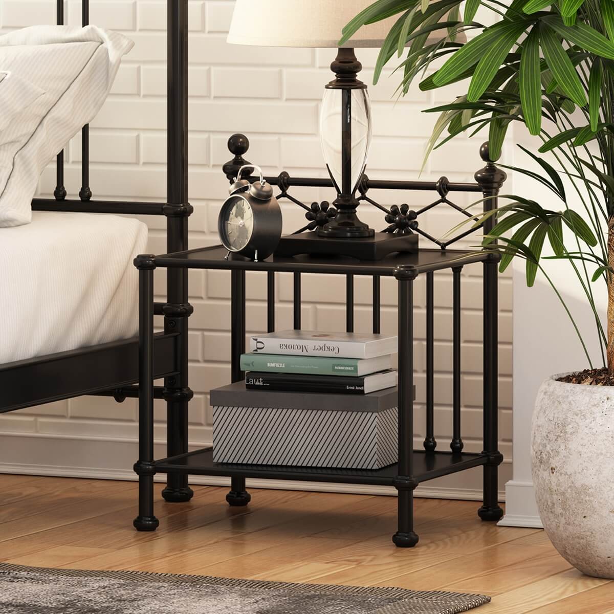 Montpellier Black Wrought Iron Handcrafted Nightstand
