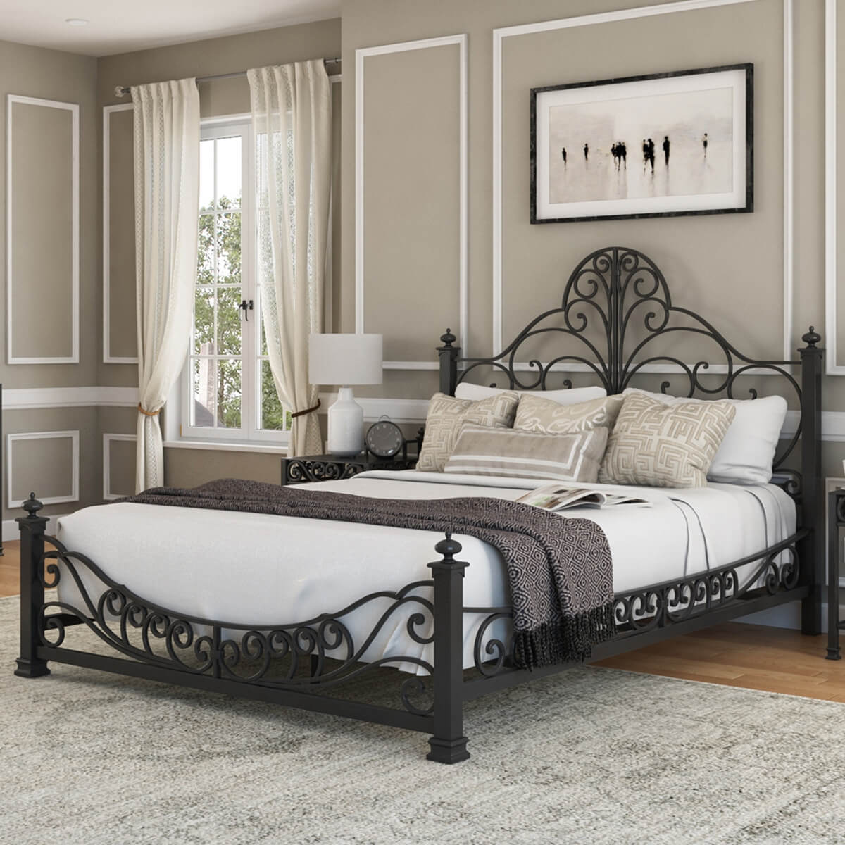 Appenzell Antique Black Wrought Iron Bed