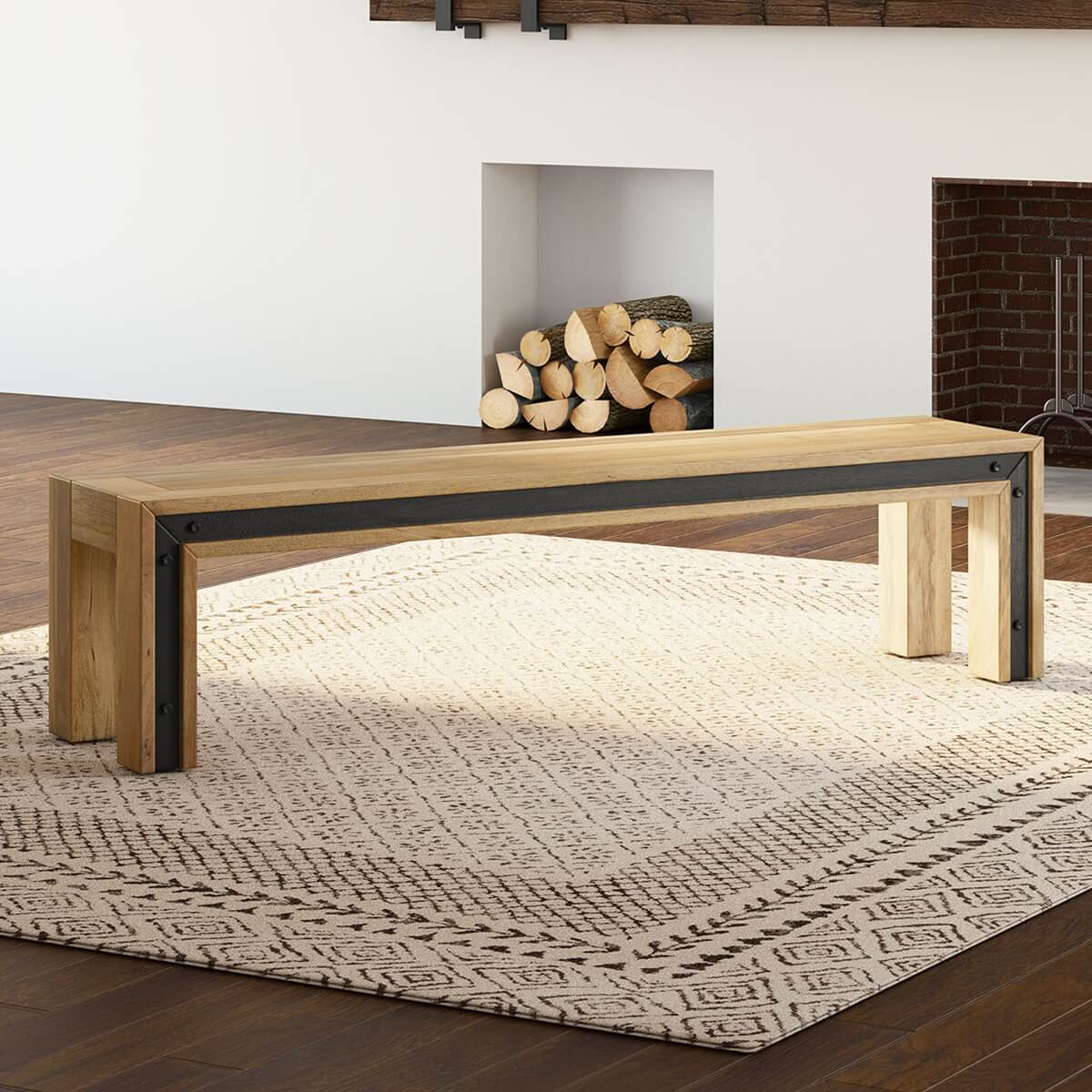 Marseille Rustic Solid Wood Handcrafted Dining Bench