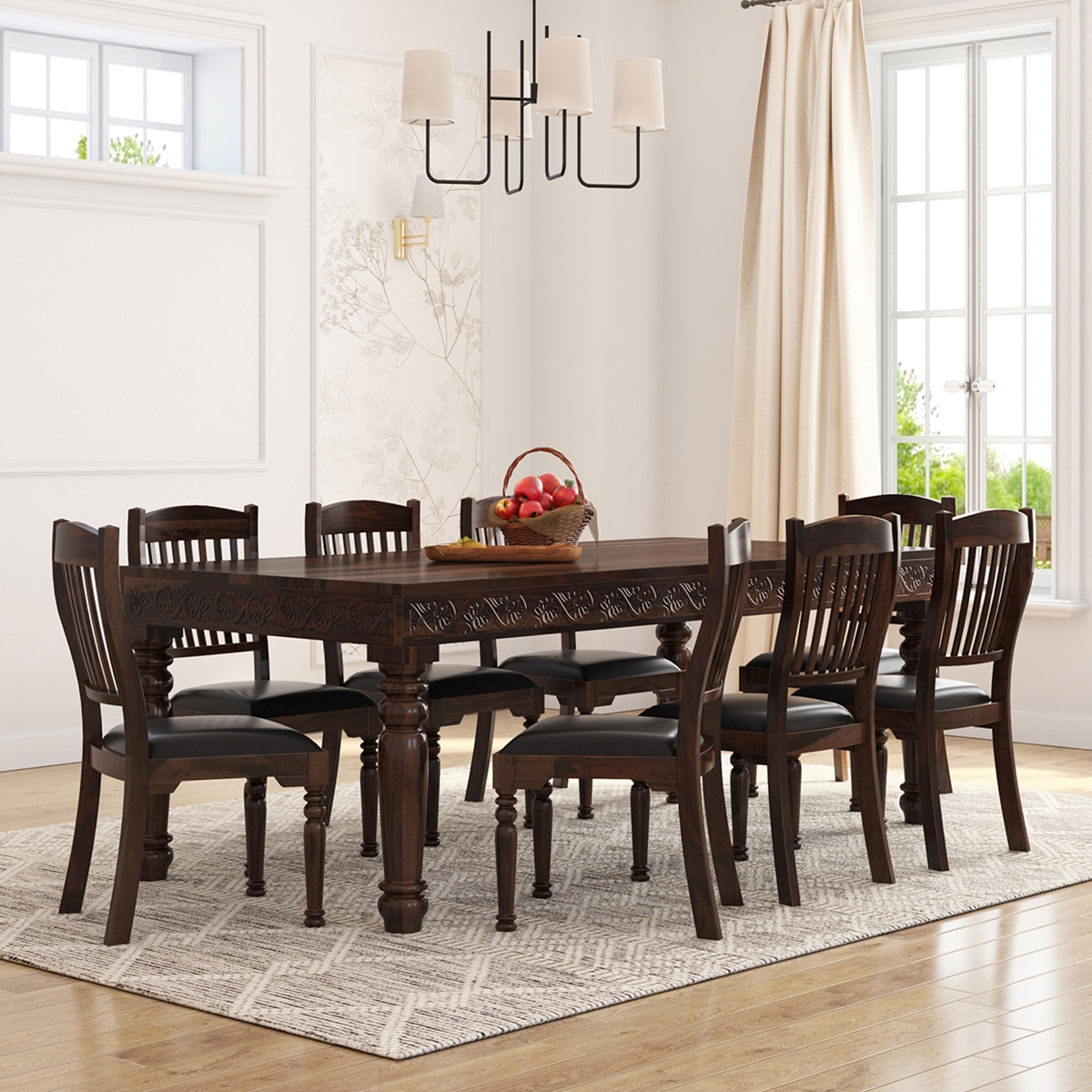 Langley Traditional Solid Wood Dining Table Chair Set