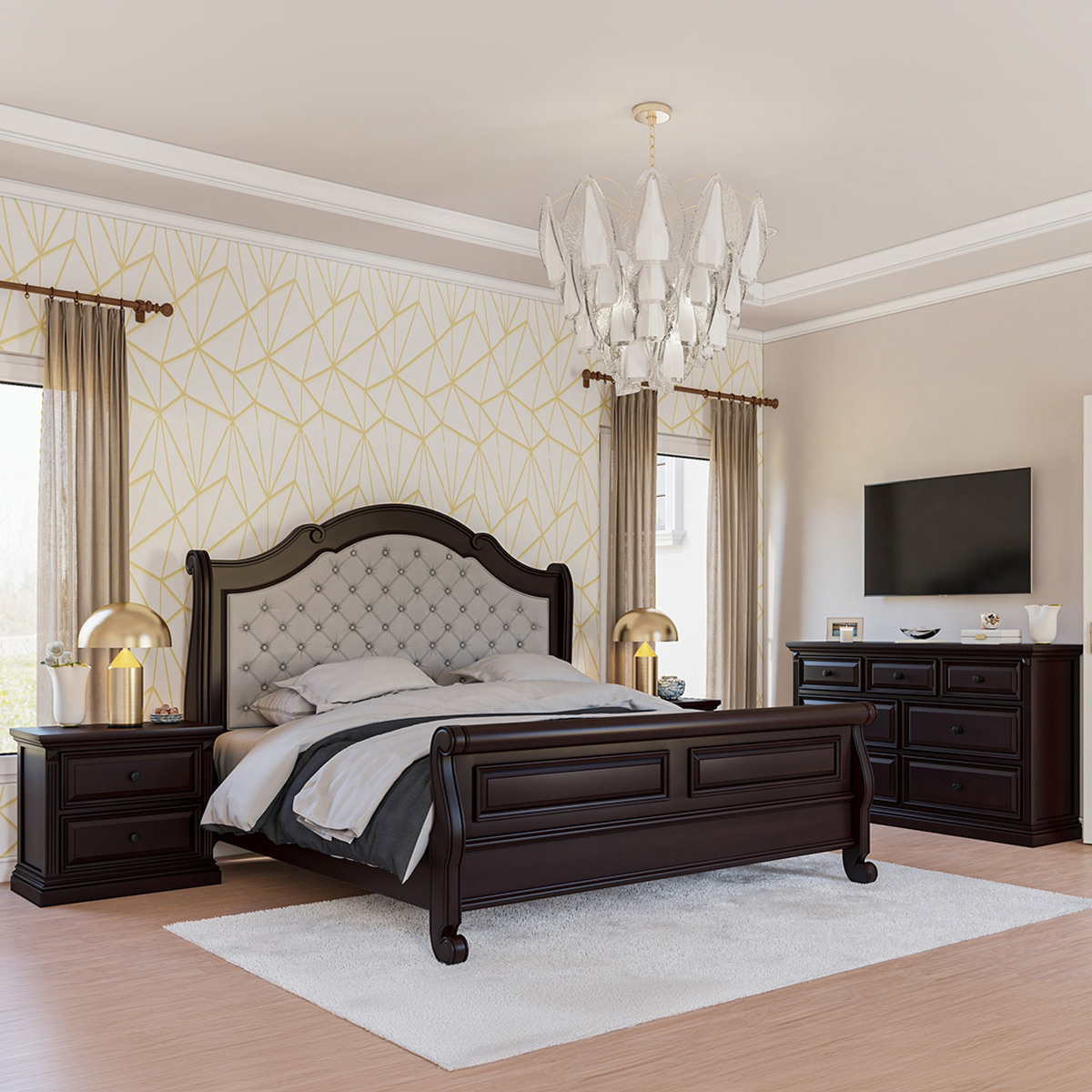 Bordeaux Upholstered 4 Piece Bedroom Set
