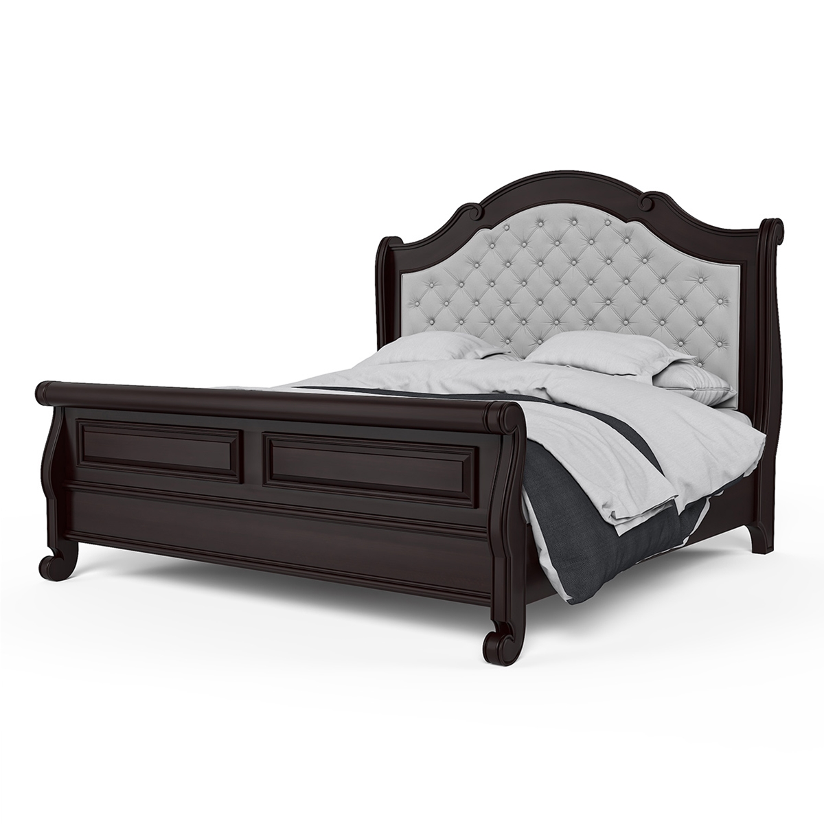 Bordeaux Solid Wood Upholstered Headboard Platform Bed