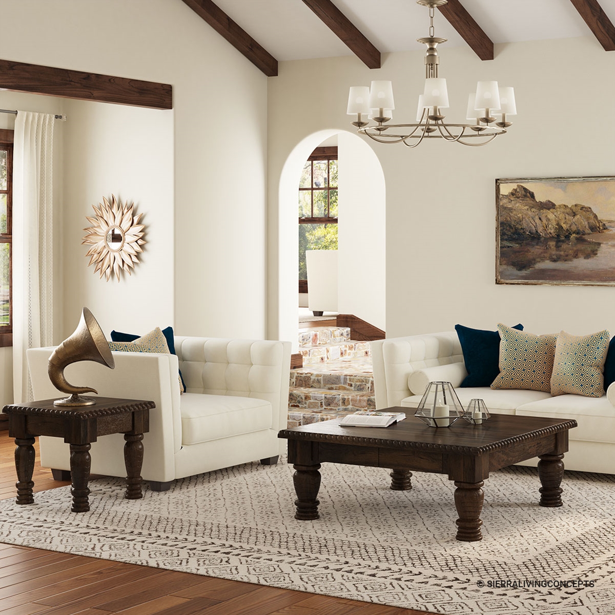 Renens Traditional Solid Wood Square Coffee Table & End Table Sets