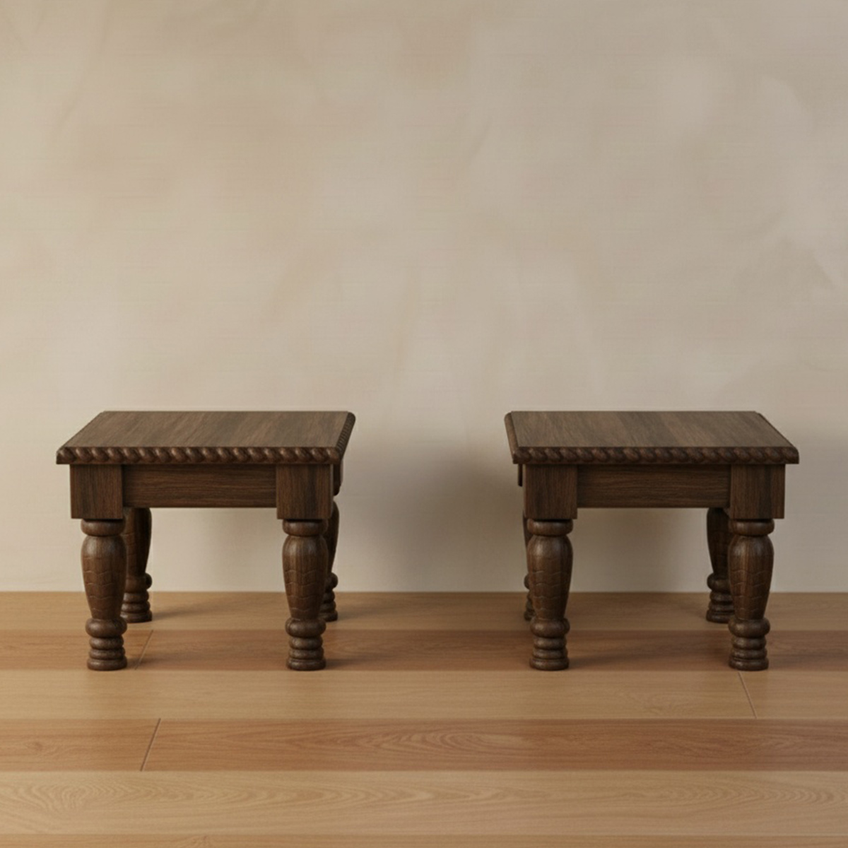 Renens Carved Traditional Square End Table Set of 2