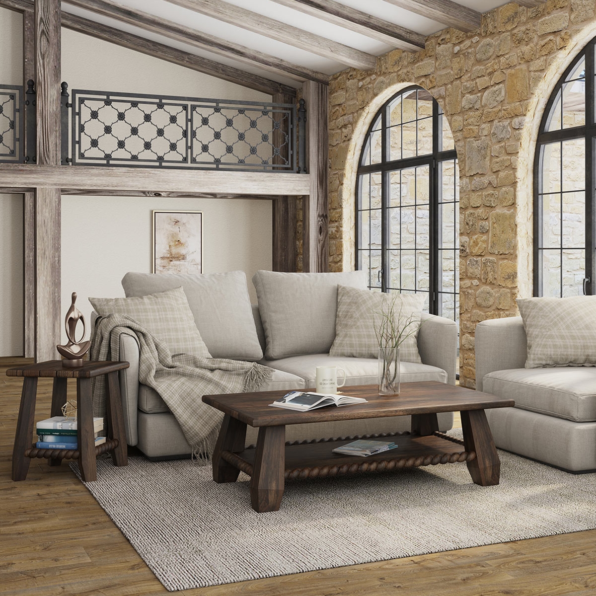 Enniskerry Rustic Solid Wood Coffee Table And End Table Set