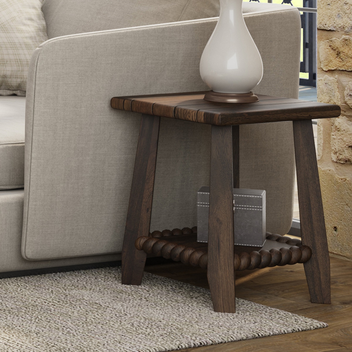 Enniskerry Rustic Solid Wood Handcrafted End Table
