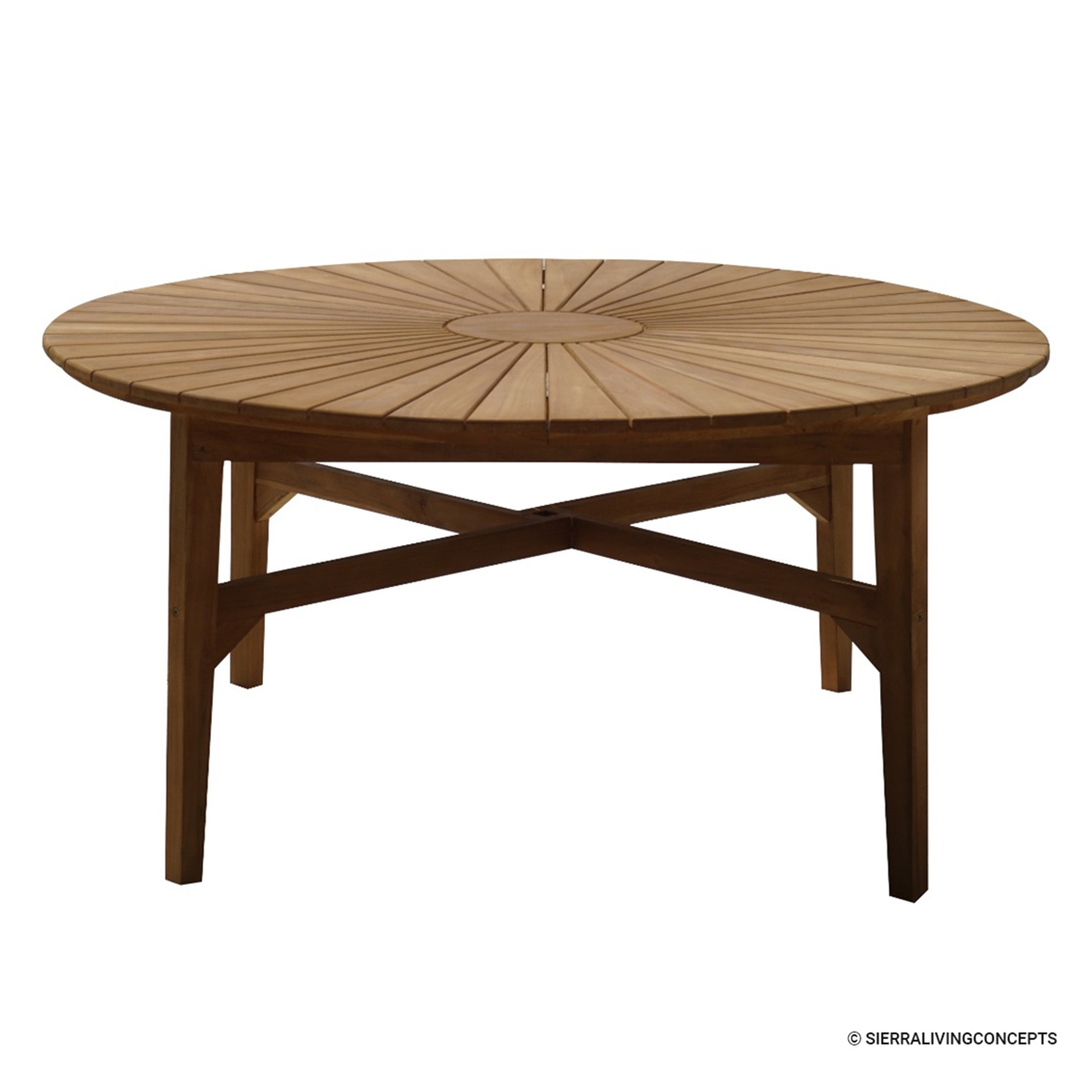 Visby Solid Teak Wood Outdoor Round Dining Table