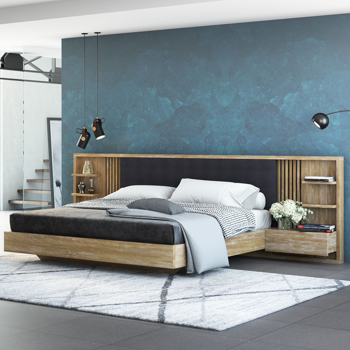 Haddington Rustic Solid Wood Floating Platform Bed