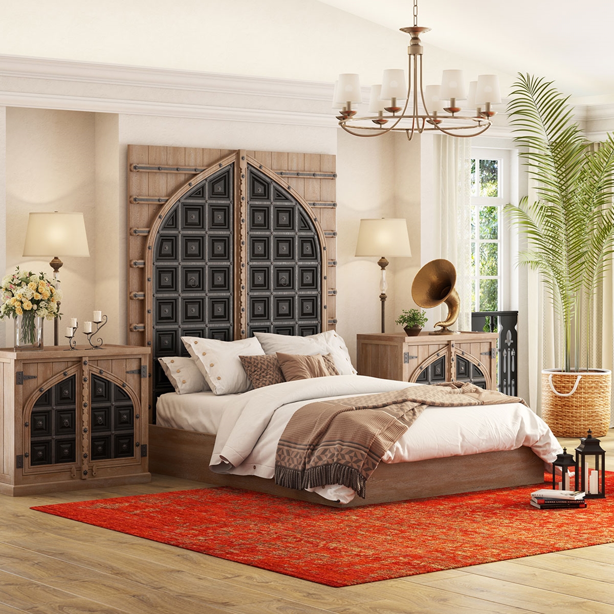 Abbotsbury Antique Rustic Solid Wood 3 Piece Bedroom Set