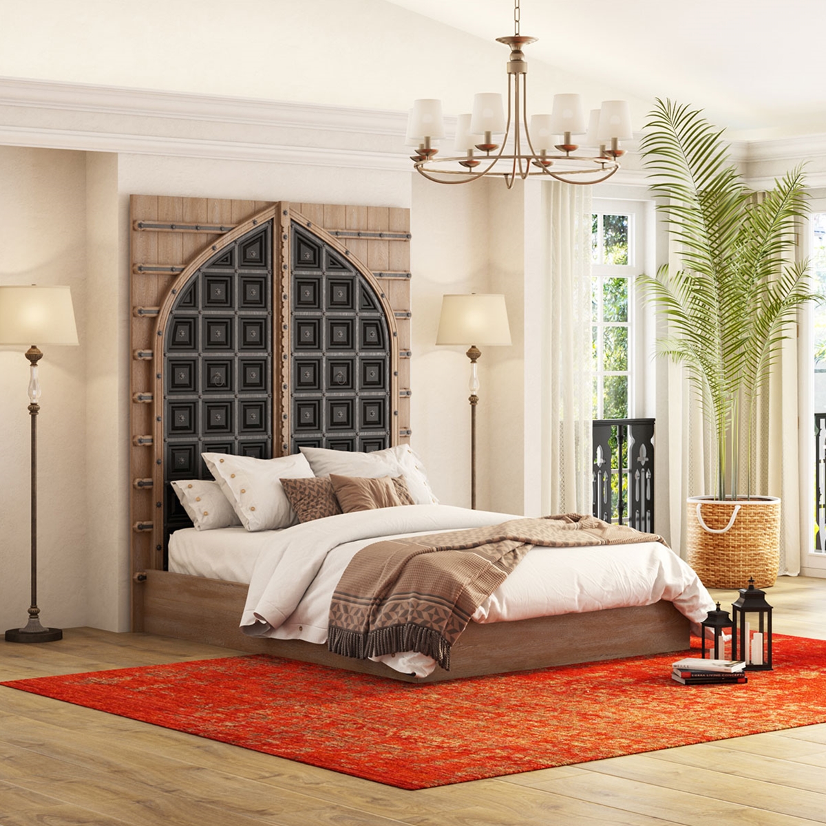 Abbotsbury Antique Rustic Solid Wood Platform Bed