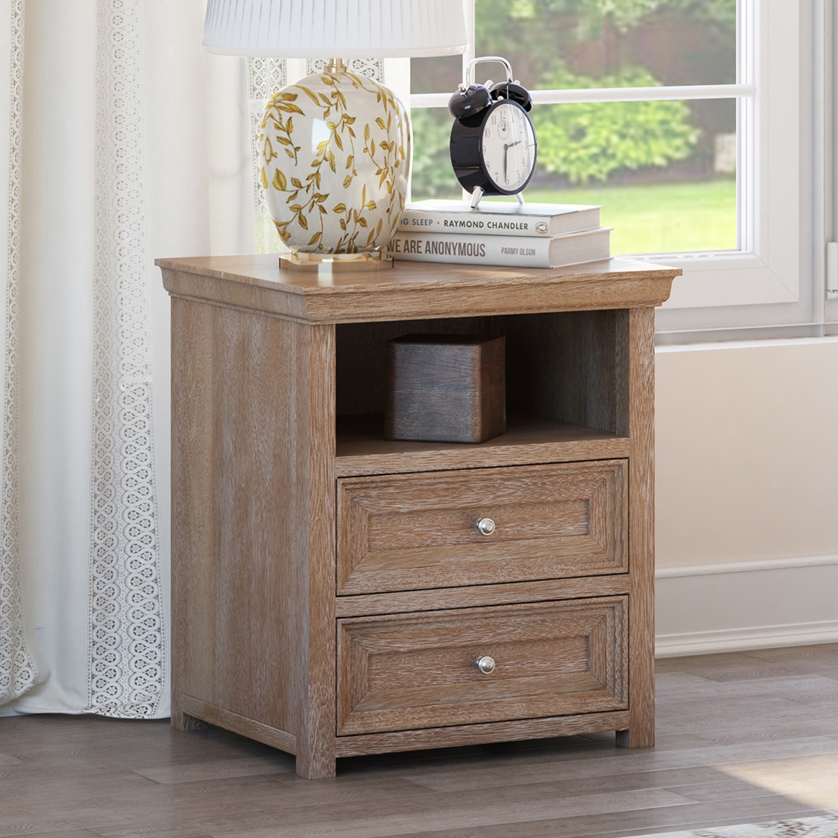 Shrewsbury Rustic Solid Wood 2 Drawer Bedroom Nightstand